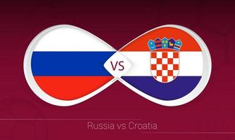 rusia vs croacia en competencia de futbol, grupo h. versus icono en el fondo del fútbol. vector