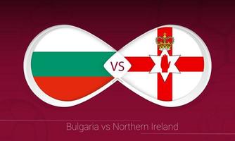 bulgaria vs irlanda del norte en competición de fútbol, grupo c. versus icono en el fondo del fútbol. vector