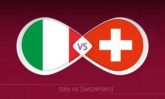 Italy vs Switzerland in Football Competition, Group C. Versus icon on Football background. vector