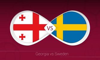 Georgia vs Sweden in Football Competition, Group B. Versus icon on Football background. vector