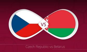 Czech Republic vs Belarus in Football Competition, Group E. Versus icon on Football background. vector