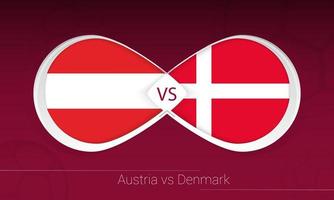 Austria vs Denmark in Football Competition, Group F. Versus icon on Football background. vector