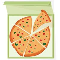 Sliced piece of pizza in the box vector