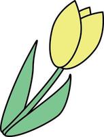 Yellow tulip, spring flower Childish vector illustration