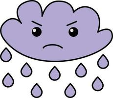 angry cloud with rain. vector illustration for kids