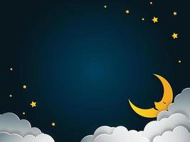 Night moon sky background with copy space, vector illustration.