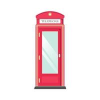 Red Telephone Booth Flat Illustration. Clean Icon Design Element on Isolated White Background