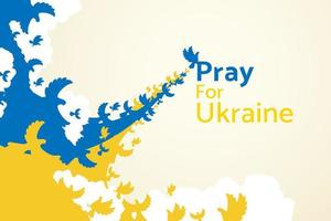 Blue pigeons and yellow pigeons flew together to form  flag Ukrainian. vector