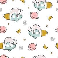 Nursery seamless pattern koala on rocket on a white background Use for prints, wallpapers, textiles, vector illustration