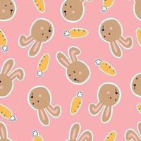 Rabbit and carrot baby seamless pattern hand drawn in cartoon style Use for prints, decorations, textiles, vector illustration