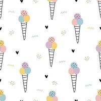 bebé de patrones sin fisuras cono de helado dibujar a mano diseño sobre fondo blanco vector