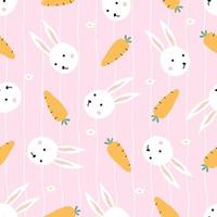 Rabbit and carrot baby seamless pattern cute design for kids hand drawn in cartoon style Use for prints, decorations, textiles, vector illustration