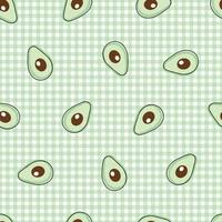 Nursery seamless pattern avocado on a checkered background used for print, wallpaper, textile, vector image