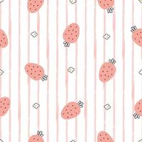 Nursery seamless pattern strawberry on striped background used for print, wallpaper, textile, vector illustration