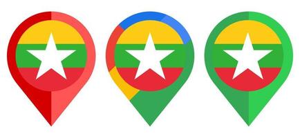 flat map marker icon with myanmar flag isolated on white background vector