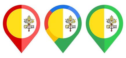 icono de marcador de mapa plano con la bandera del estado de la ciudad del Vaticano aislada sobre fondo blanco vector