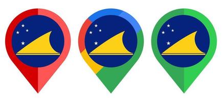 icono de marcador de mapa plano con bandera de tokelau aislado sobre fondo blanco vector