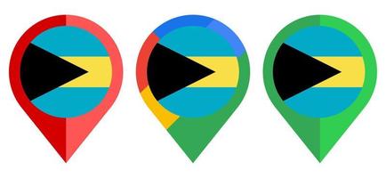 icono de marcador de mapa plano con bandera de bahamas aislado sobre fondo blanco vector