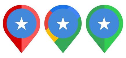 icono de marcador de mapa plano con bandera de somalia aislado sobre fondo blanco vector