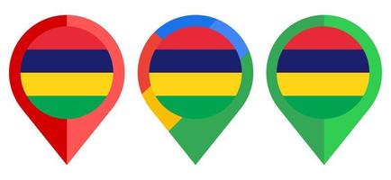 flat map marker icon with mauritius flag isolated on white background vector