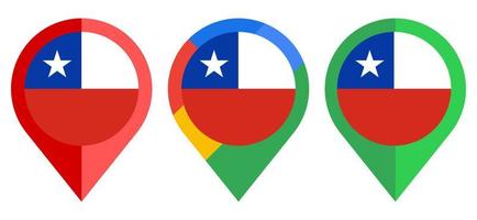 icono de marcador de mapa plano con bandera de chile aislado sobre fondo blanco vector