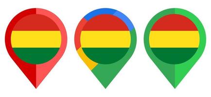 icono de marcador de mapa plano con bandera de bolivia aislado sobre fondo blanco