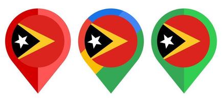 icono de marcador de mapa plano con bandera de timor leste aislado sobre fondo blanco vector