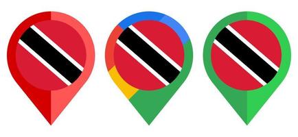 icono de marcador de mapa plano con bandera de trinidad y tobago aislado sobre fondo blanco vector