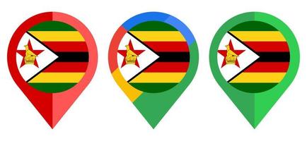 icono de marcador de mapa plano con bandera de zimbabwe aislado sobre fondo blanco