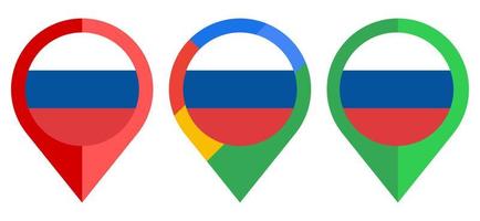 icono de marcador de mapa plano con bandera de rusia aislado sobre fondo blanco vector