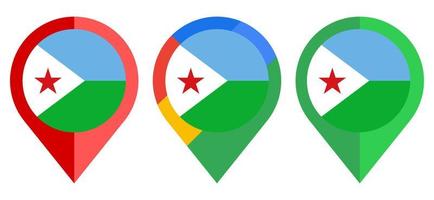 flat map marker icon with djibouti flag isolated on white background vector