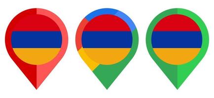 icono de marcador de mapa plano con bandera de armenia aislado sobre fondo blanco vector