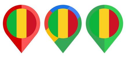 icono de marcador de mapa plano con bandera de Malí aislado sobre fondo blanco vector
