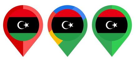 icono de marcador de mapa plano con bandera de libia aislado sobre fondo blanco vector