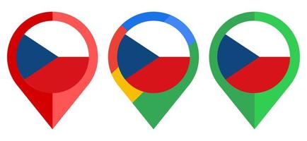 icono de marcador de mapa plano con bandera checa aislado sobre fondo blanco vector