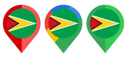 icono de marcador de mapa plano con bandera de guyana aislado sobre fondo blanco vector