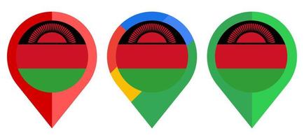 icono de marcador de mapa plano con bandera de malawi aislado sobre fondo blanco vector