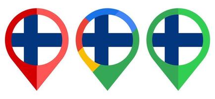 icono de marcador de mapa plano con bandera de finlandia aislado sobre fondo blanco vector