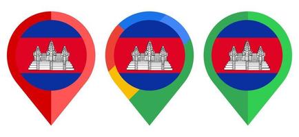 icono de marcador de mapa plano con bandera de camboya aislado sobre fondo blanco vector