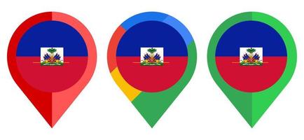 icono de marcador de mapa plano con bandera de haití aislado sobre fondo blanco vector