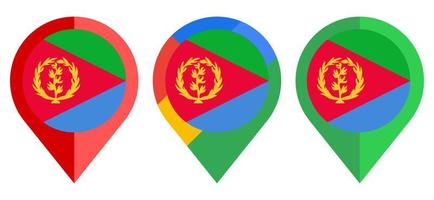 icono de marcador de mapa plano con bandera de eritrea aislado sobre fondo blanco vector