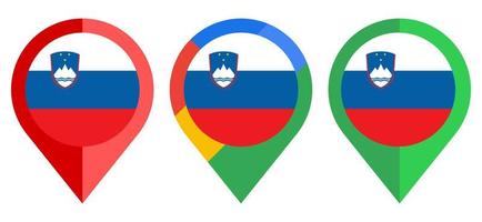 icono de marcador de mapa plano con bandera de eslovenia aislado sobre fondo blanco vector