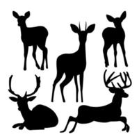 Isolated on a white background, a collection of deer vector silhouettes