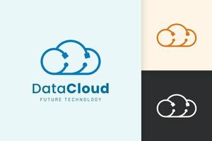 logotipo de nube o datos en estilo moderno con color azul vector