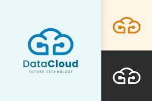Cloud or Data Logo in modern style with blue color vector