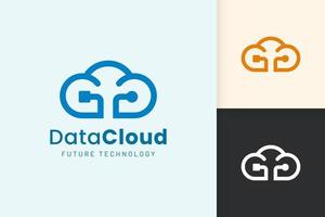 logotipo de nube o datos en estilo moderno con color azul vector