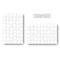 Jigsaw puzzle mockup template, vector illustration