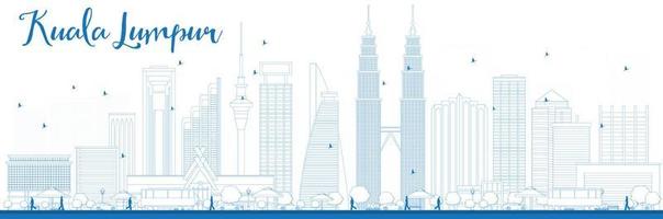 delinear el horizonte de kuala lumpur con edificios azules. vector