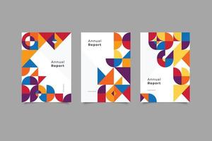 set of business cover template geometric design vector