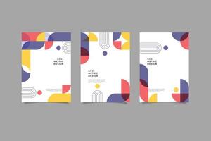 set of business cover template geometric design vector